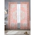 thumbnail image 2 of Retro Ethnic Sheer Curtains 108 Inch Long 2 Panels, Tribal Boho Pink Vintage Oriental Light Filtering Rod Pocket Semi Sheer Curtains, Sheer Voile Drapes for Living Room Bedroom, 52"x108", 2 of 5