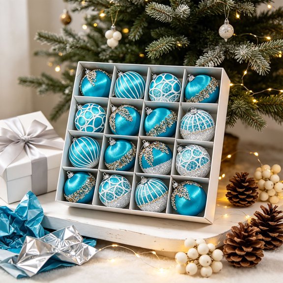 16 Pcs Christmas Balls Ornaments for Trees Decor,2.36 Inch Small Shatterproof Christmas Tree Ornaments,Xmas Hanging Balls Decorations for Holiday Wedding Party Indoor Decor