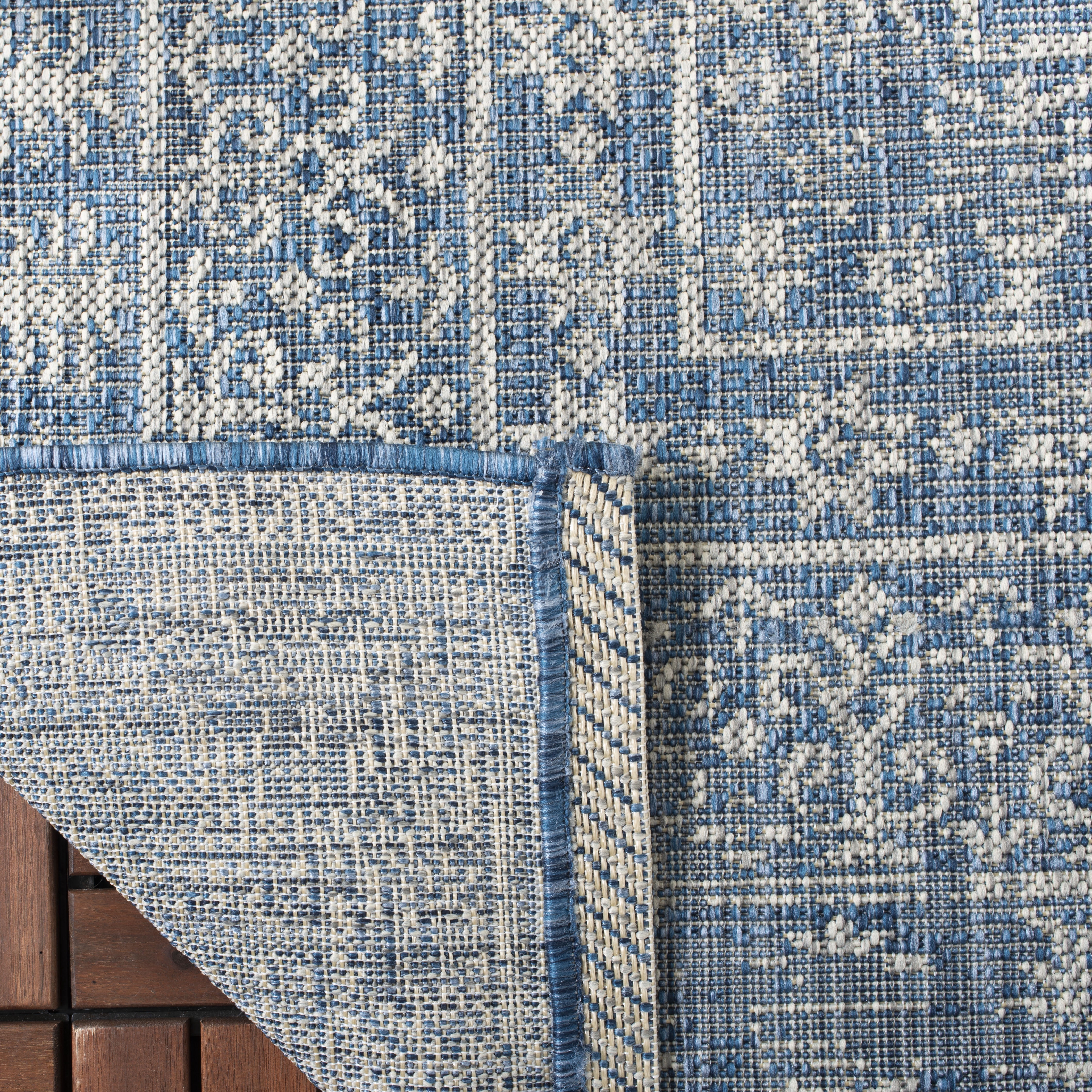 Safavieh Courtyard Jolyon Bordered Indoor/Outdoor Area Rug, Navy/Gray, 11' x 13'