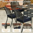 thumbnail image 3 of W WARMHOL 9 Piece Outdoor Patio Dining Set for 8, Cast Aluminum Large Square Dining Table & 8 Cushioned Stackable Chairs, Umbrella Hole, Patio Furniture Set for Garden Porch Poolside, Navy Blue, 3 of 7