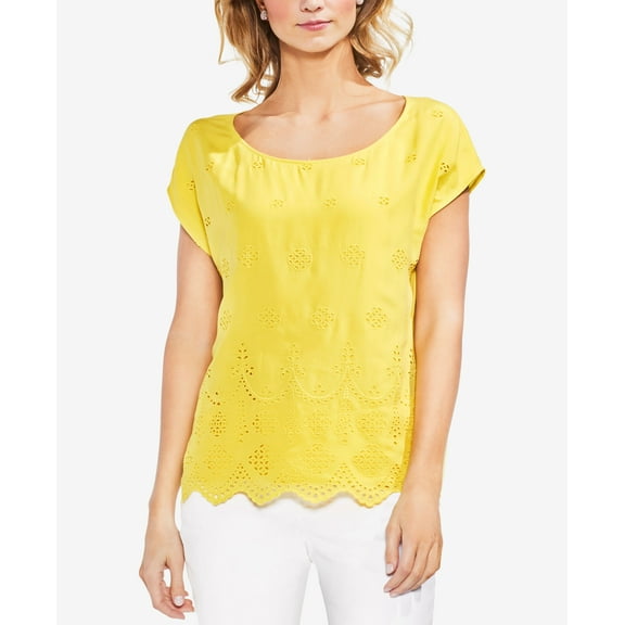 Vince Camuto Scalloped Eyelet Top Pineapple L
