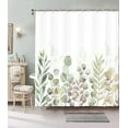 thumbnail image 4 of Green and White Shower Curtain, Fabric Shower Curtains for Bathroom, Plant Leaves Shower Curtain Sets with 12 Hooks 72''''×72‘’ (Green White), 4 of 6