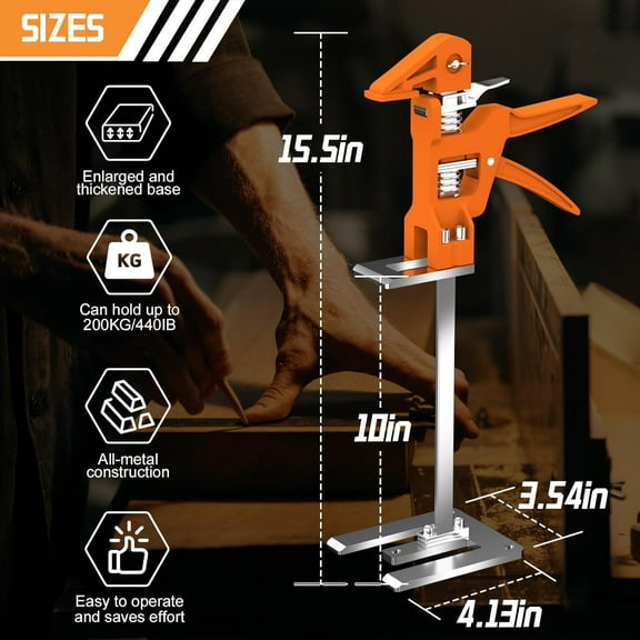 Labor Saving Arm Jack 2 Pack, 15.5 Inch Stainless Steel Furniture Lifts with Handbag, Heavy Duty Lifter Tool for Cabinets, Flooring & Windows