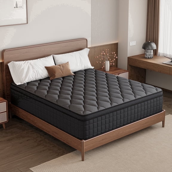 gunugu 12 inch Queen Hybrid Mattress in a Box, Cooling Gel Memory Foam Mattress with Individually Wrapped Pocket Coils, Medium Firm
