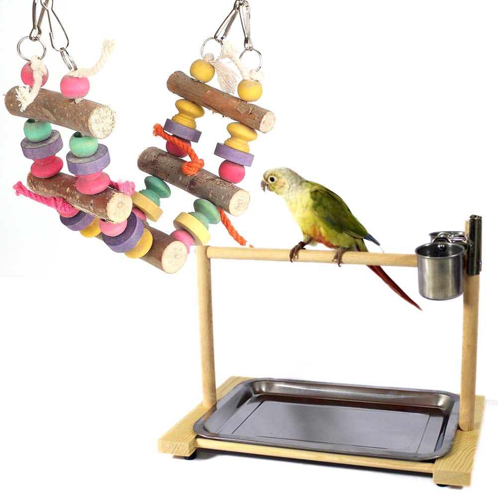 Bird Swing Toy, Wood Chew Bite Cage Toy Bird Hanging Chew Toy, Birds