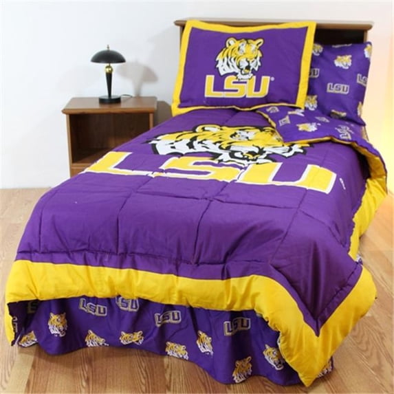 College Covers LSUBBKGW LSU Bed in a Bag King- With White Sheets