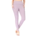 thumbnail image 2 of High Waist Sports Leggings With Side Ribbed Panels  Pockets - Mauve, 2 of 5