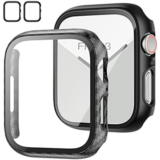2 Pack Case with Tempered Glass Screen Protector for Apple Watch SE(2023) Series 6/5/4/SE 40mm JZK Slim Guard Bumper Full Coverage Hard PC Protective Cover HD Ultra-Thin Cover for iWatch