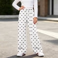 thumbnail image 6 of hotojiny Girls Wide Leg Sweatpants Polka Dot Print Baggy Pant with Drawstring Casual Elastic Waist Loose Athletic Pants(White,14-15 Years), 6 of 6