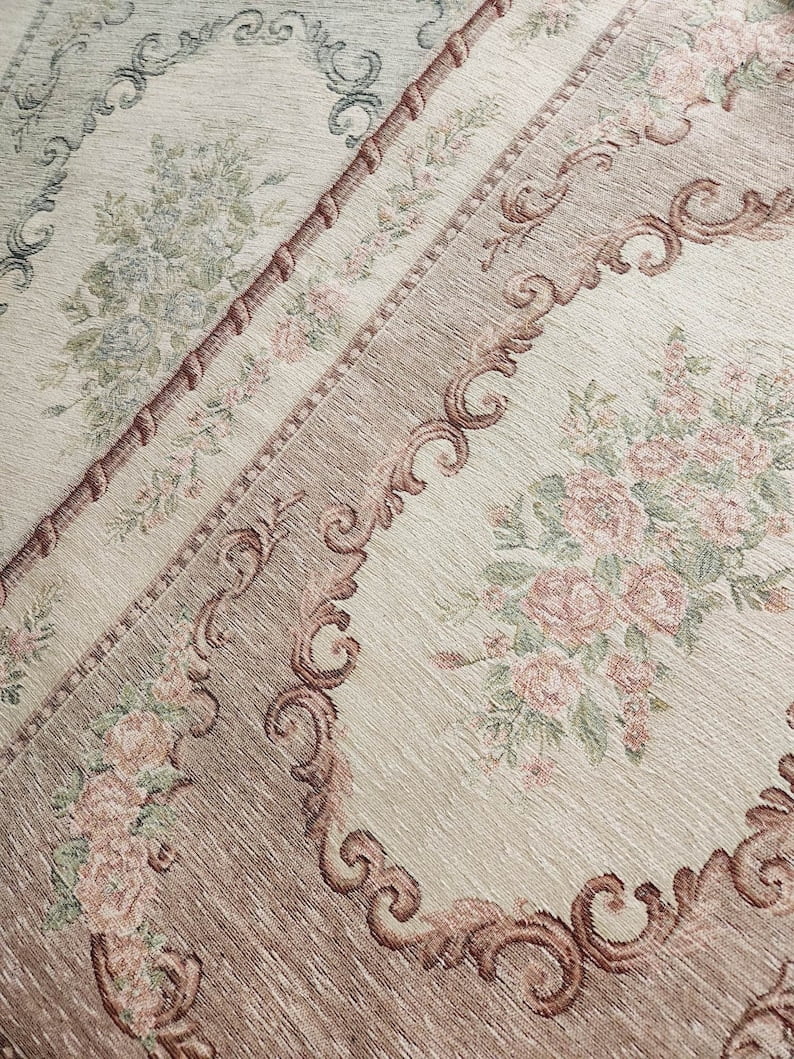 Shabby Chic Rug Pink Roses Decor Runner French Country Decor Cottage