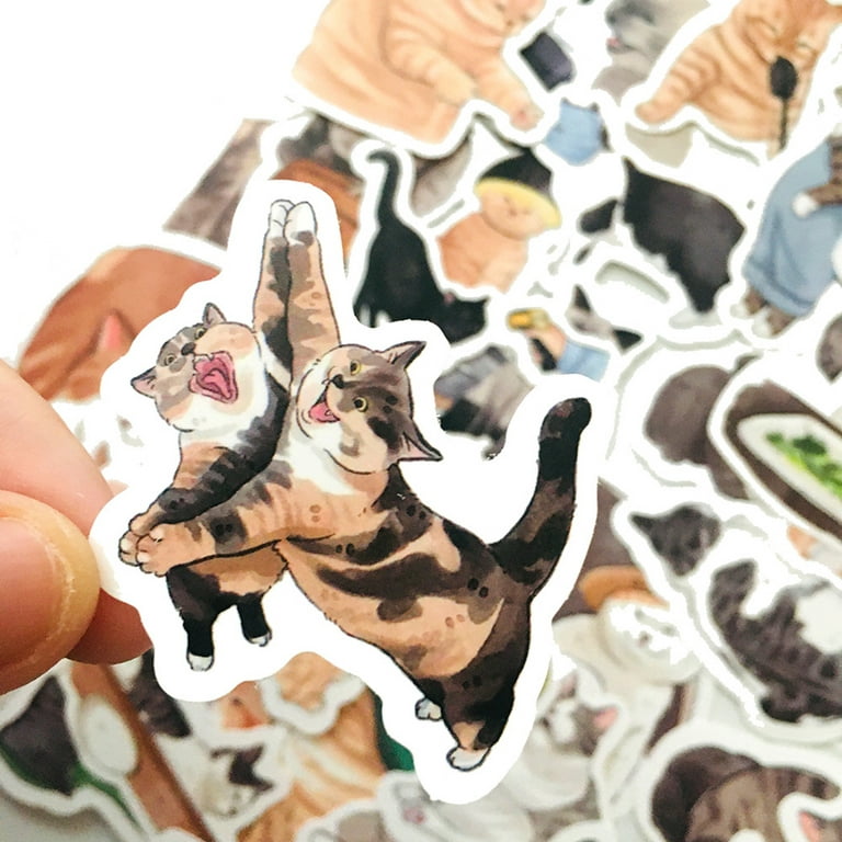 Cheers.us 54Pcs/Set Cute Cat Laptop Stickers Cat Stickers Waterproof Kawaii Cat Stickers for Kids, Girls, Vinyl Animal Decorative Sticker for Water