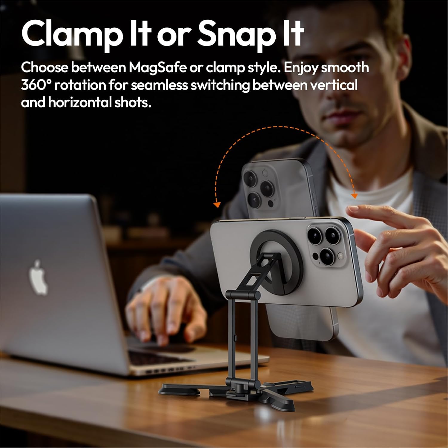 Ulanzi Magnetic Phone Tripod Stand, Foldable Mini Tripod with MagSafe Phone Holder & Cold Shoe Mount