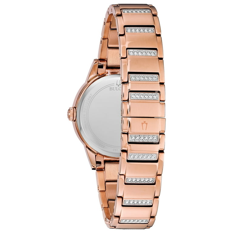 Bulova Women's Rose-Gold Turnstyle Crystal Accent Watch with 