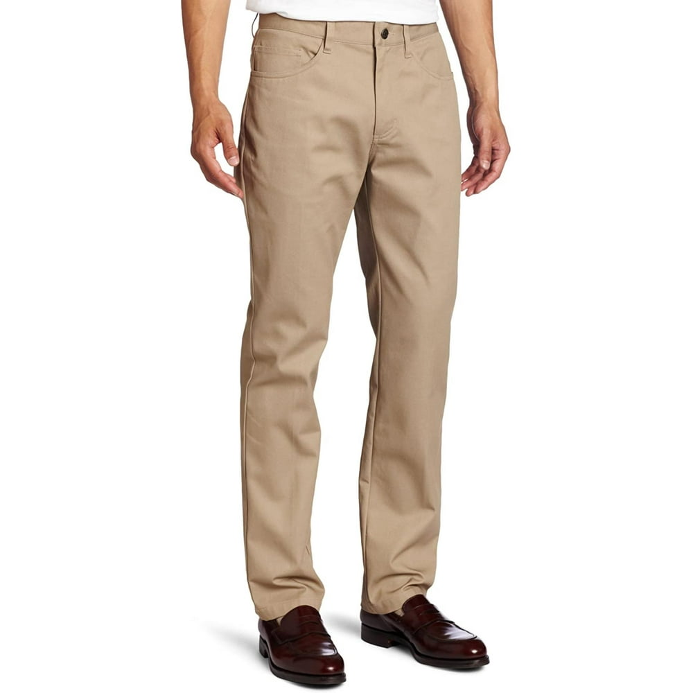 Lee Uniforms Men's Slim straight 5 pocket pant, Khaki, 34Wx32L, 55% ...