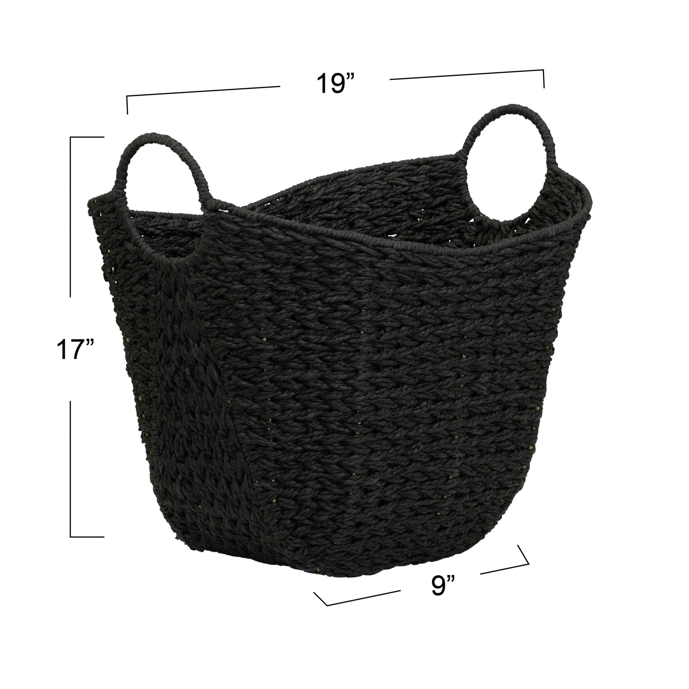 Household Essentials Paper Rope Basket with Handles, Natural Woven Woven Storage Basket, Great for Decoration or Organization