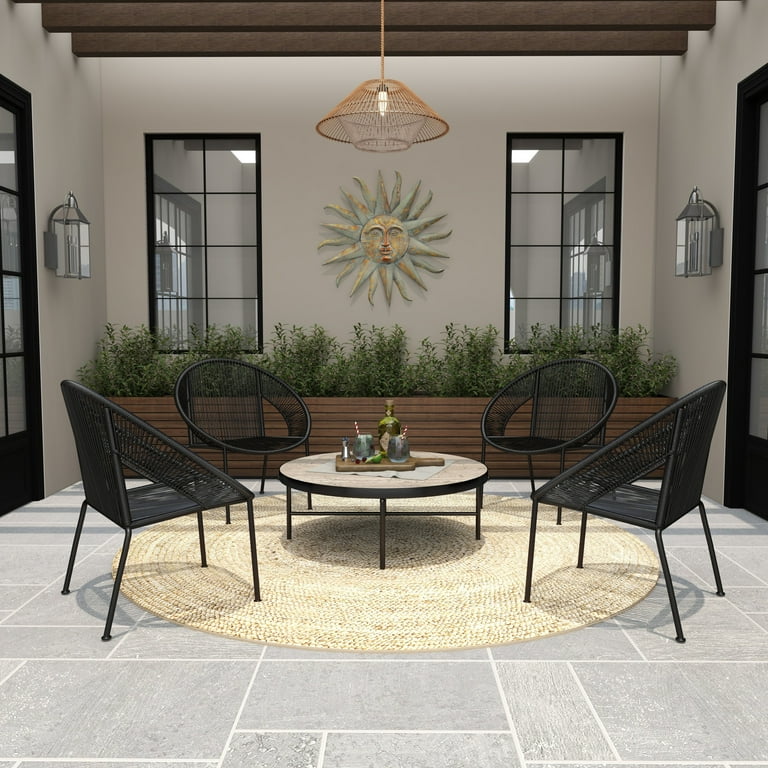 DecMode Black Plastic Rattan Contemporary Outdoor Chair, 29