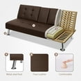 thumbnail image 5 of Vineego Modern Sofa Bed Faux Leather Couch Convertible Futon with Two Cupholders, Brown, 5 of 8