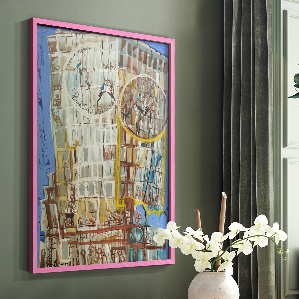 Bandaloo I Framed Print in Pink Solid Wood Framed Print No Nail Hanging