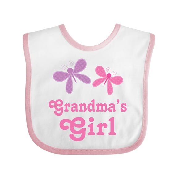 Inktastic Grandma's Girl Grandchild Butterfly Girls Baby Bib