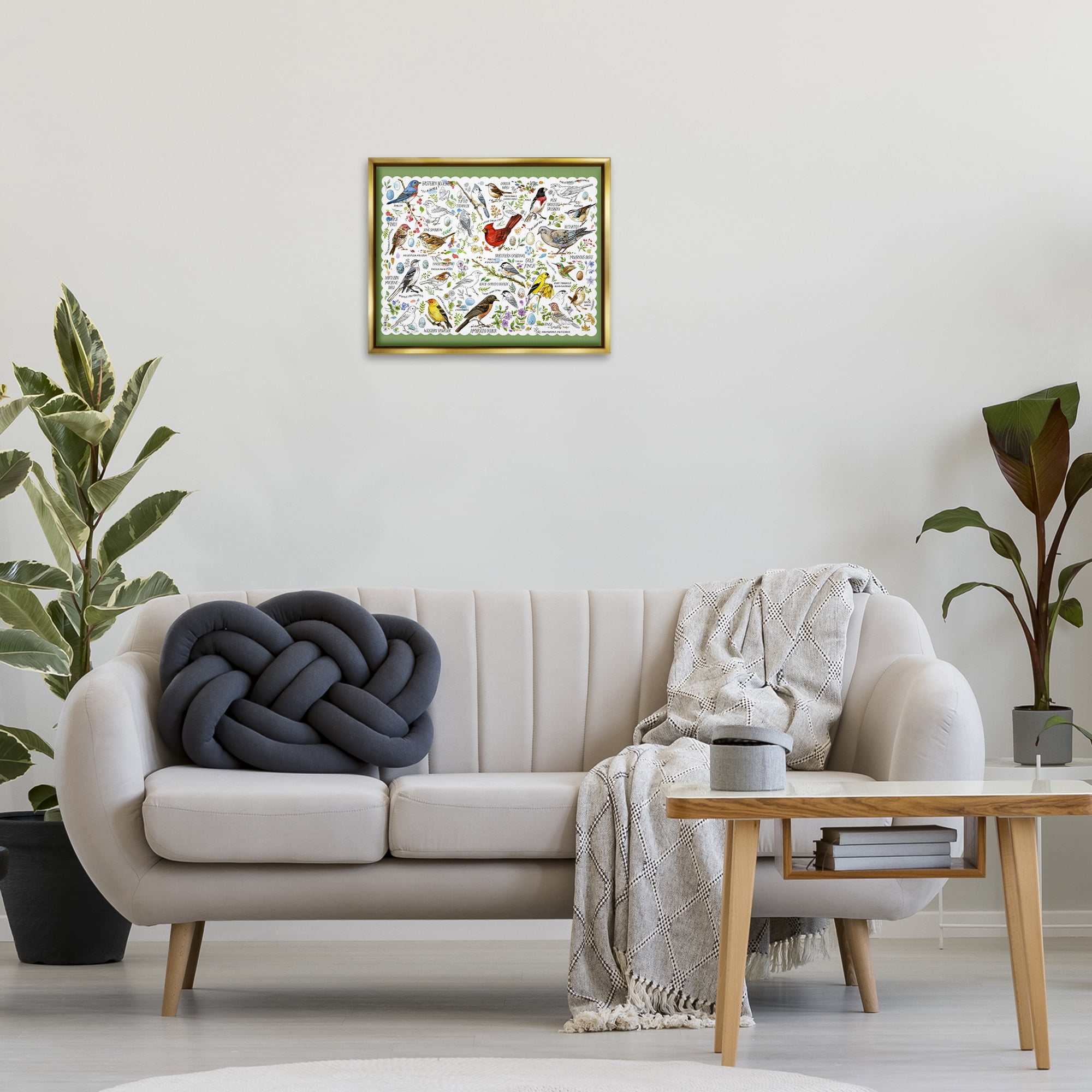 Stupell Industries Various Bird Species Animals & Insects Painting Gold Floater Framed Art Print Wall Art, 21 x 17