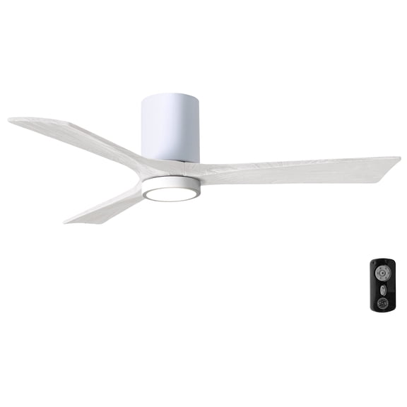 Open Box Matthews Fan Company IR3HLK-WH-MWH-52 Irene 52" Gloss White Hugger Ceiling Fan with 3 Matte White Blades, Integrated LED Light Kit, Remote Control, Indoor/Outdoor Damp Rated