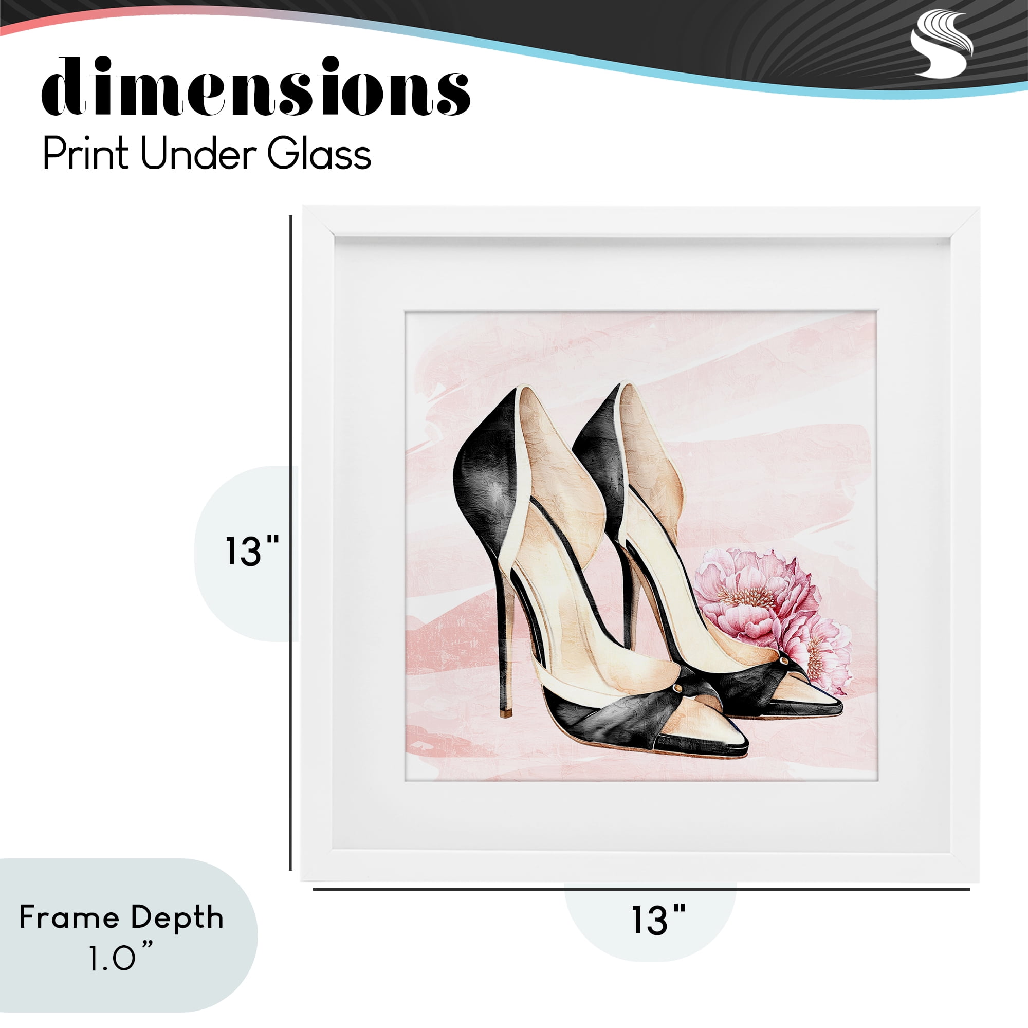 Stupell Industries Glam Time Heels White Framed Print Under Glass, design by Kim Allen