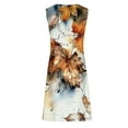 thumbnail image 4 of Viikei Elegant Short Sleeve Dress for Women,Women's Casual Versatile Printed V Neck Casual Sleeveless Suspender Dress Brown S, 4 of 5