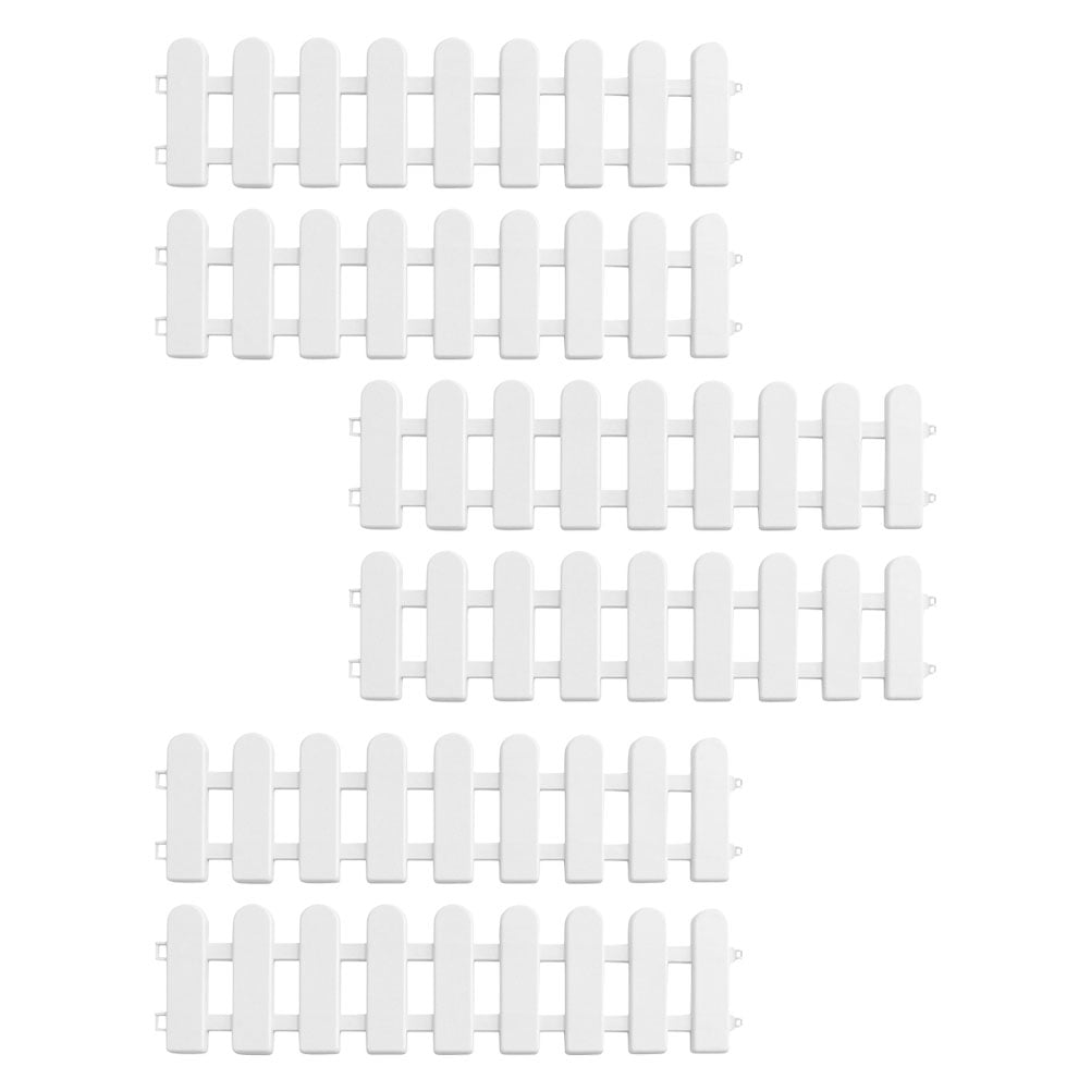 Amosfun 6-Pack White Plastic Garden Fence Panels, Lightweight and Decorative Yard Border for Lawn and Courtyard