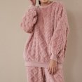 thumbnail image 5 of Defitshape Women's Plush Pajama Set Winter Warm Soft 2 Piece Long Sleeve Shirt Pants Fuzzy Fleece Pjs Cute Fluffy Loungewear Solid Cozy Oversized Baggy Pullover Lounge Set Pockets Pink Small-Medium, 5 of 5