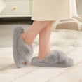 thumbnail image 6 of Women's Open Toe Cross Band Indoor Outdoor Non-Slip House Shoes, Faux Fur Fashion Cute Soft Fluffy Bedroom Slippers/Gray, 6 of 8