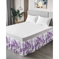 thumbnail image 4 of Purple Lavender Wrap Around Bed Skirts for King Bed 16" Drop,Bed Skirt with Adjustable Elastic Belt Dust Ruffle Bed Valance for Bedroom Hotel Farmhouse Pastoral Botanical Floral Bed Frame Cover, 4 of 7