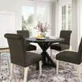 thumbnail image 4 of Roundhill Furniture Banff 5-Piece Dining Set, Cross-Buck Round Table with 4 Tufted Chairs, Charcoal, 4 of 14