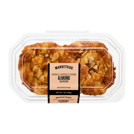 Marketside Almond Danish Pastries with Glaze, 7 oz, 2 Count (Shelf Stable)