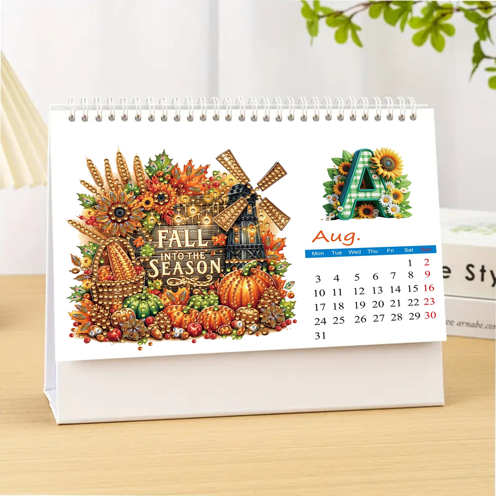 FLOPESN 2026 DIY Diamond Art Painting Desk Calendar,Monthly Flip Tabletop Calendar,Thick Paper with To Do List for Home Office Planning