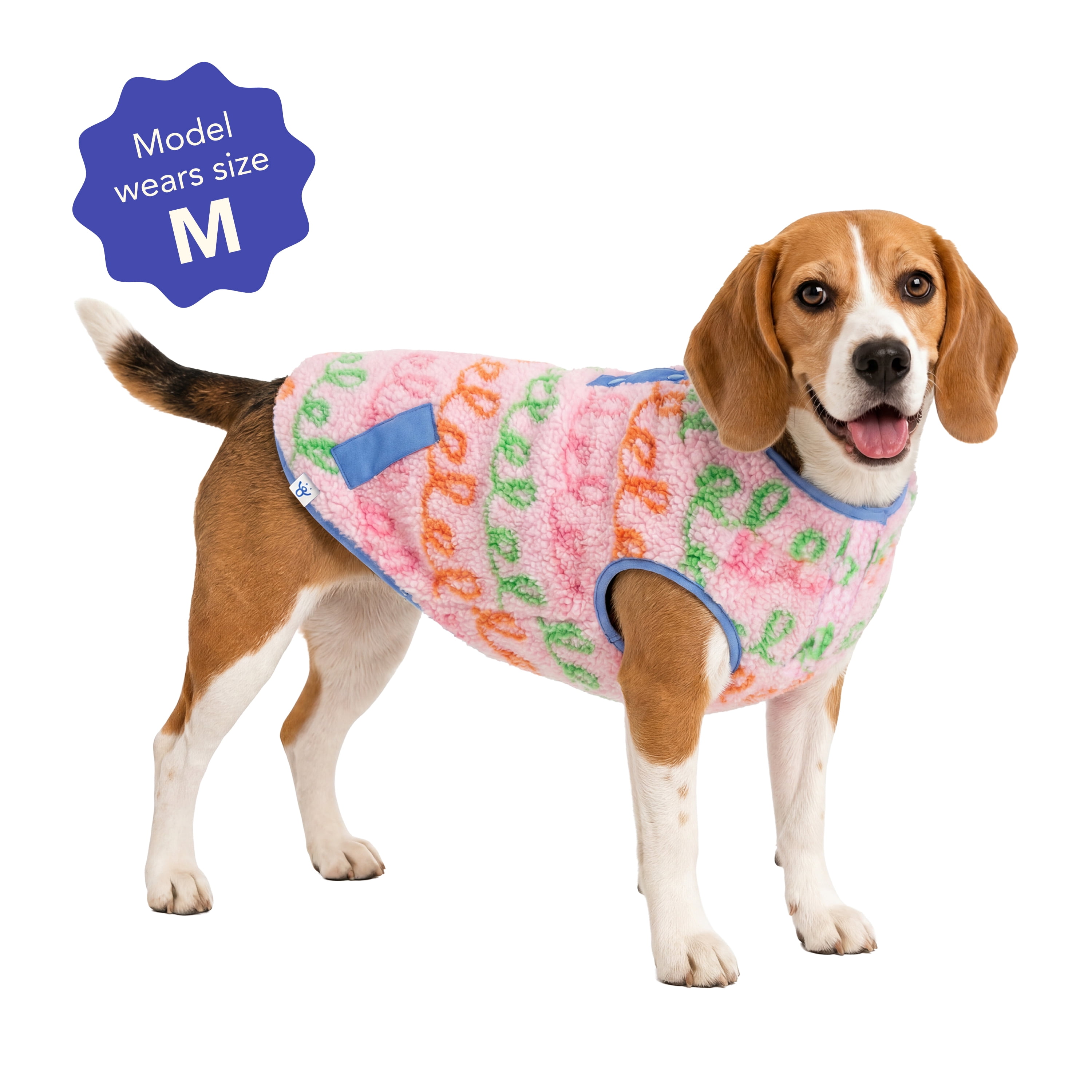 Oodles Curly Stripes Sherpa Fall Dog Jacket, Pink, Medium