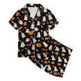 thumbnail image 4 of XZNPDUCQ Girls Pajamas 2 Piece Halloween Pumpkin Print Pajama Set Button Down Short Sleeve Shirt and Shorts Sleepwear Halloween Home Short Sleeve T+Shorts Pajama Set (12-13 Years,Orange), 4 of 4