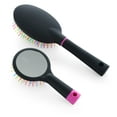 thumbnail image 4 of Rainbow S-Curve Ball tipped Air Volume Paddle Hair Brush with Flexible Cushion Base for Hair | Detangling Comb (2 Set - Black), 4 of 5