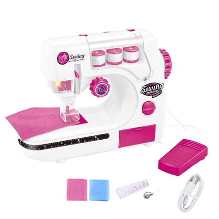 BAELLERT Kids Sewing Machine Toy with Pre-Threaded Box Children Sewing Set for Play House Simulated Realistic Sewing Sound Feel Sewing Machine Toy