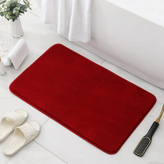 Nvzi-a Bathroom Rug Mat , Non-Slip Plush Shaggy Bath Carpet, Machine Wash Dry, Bath Mats for Bathroom Floor, Tub and Shower, Bathroom Runner Bathmat Accessories Decor, Wine Red,16*24inch