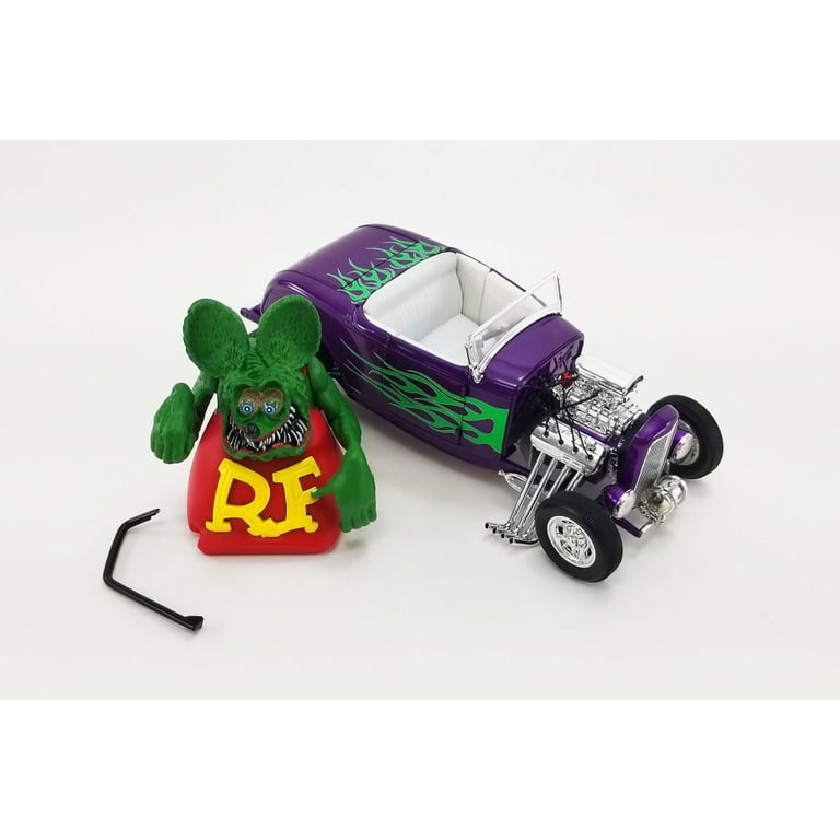 1932 Ford Hot Rod Roadster w/ Rat Fink Figure, Purple - Acme