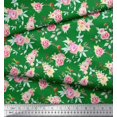 thumbnail image 2 of Soimoi Green Cotton Duck Fabric Leaves & Rose Floral Print Fabric by the Yard 42 Inch Wide, 2 of 3