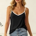 thumbnail image 4 of jobturf Womens Plus Size Pajama Tops V Neck Spaghetti Strap Tank Top Casual Loose Fit Sleep Shirts Soft Color&nbsp;Block Camisole L-6XL, 4 of 6