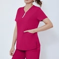 thumbnail image 4 of MLQIDK Womens Scrub Sets Plus Size Medical Scrub Sets Stretchy V Neck Yoga Scrub Pants and Tops Scrub Joggers Nursing Top Uniformes De Enfermeras De Mujer Hot Pink M, 4 of 8