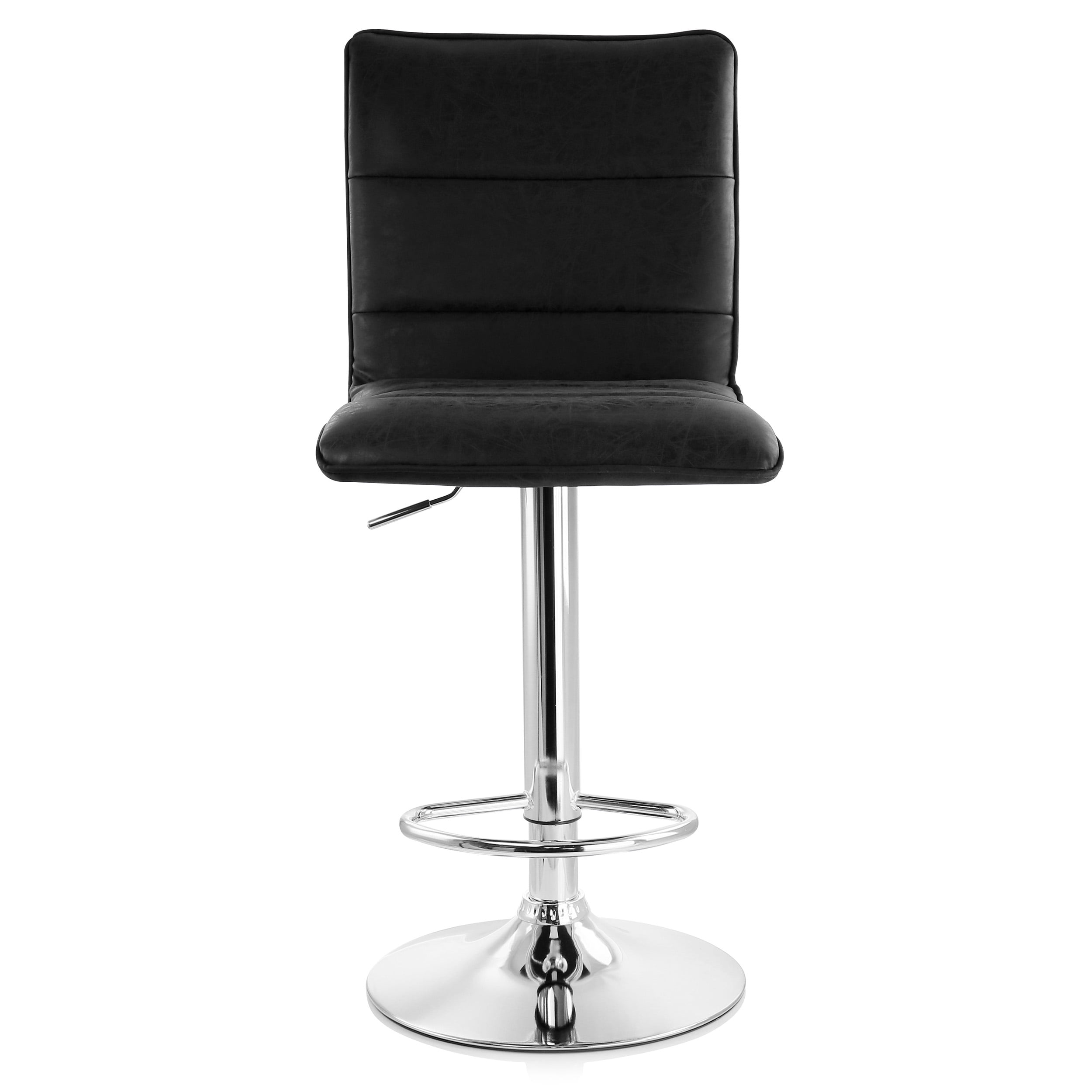 Elama 2 Piece Vintage Fux Leather Adjustable Bar Stool in Gry with Chrome Base