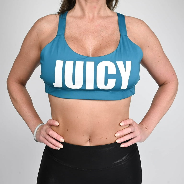 Shop LC JUICY COUTURE Teal Color Big Logo Sports Bra and Wide Strap Size -  Gifts 