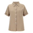 thumbnail image 4 of zttd fashion women's solid linen casual loose short sleeve button shirt, 4 of 8