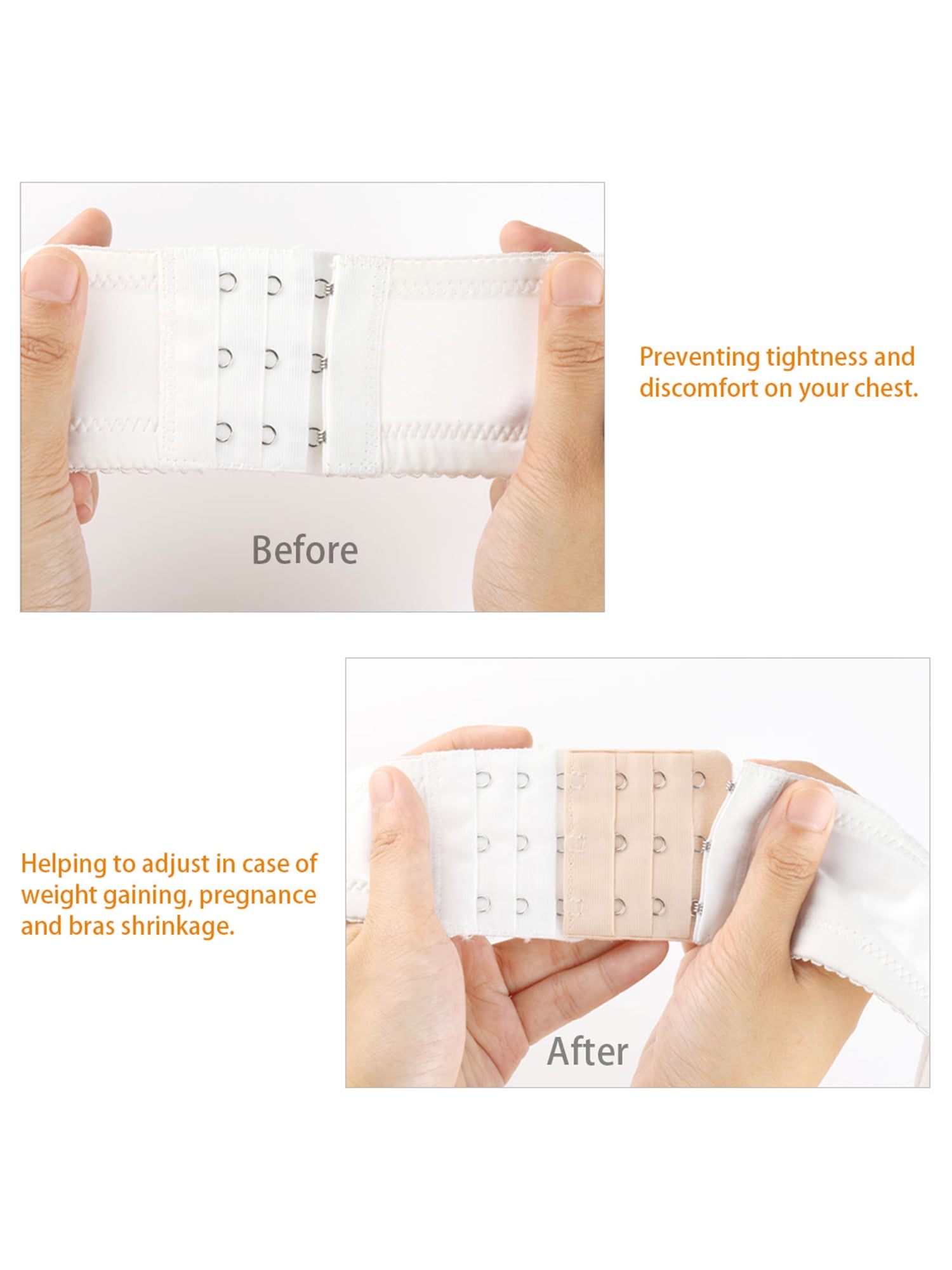 Unique Bargains 2 Pcs Bra Extenders Elastic Bra Strap Extension 3-Row 2/3/4 Hook