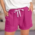thumbnail image 2 of Arlun Cute Beach Shorts for Women Elegant Bohemian Style Casual Summer Elastic Waist Drawstring Eyelet Shorts with Pockets Summer Holiday and Daily Wear Red XXL, 2 of 6