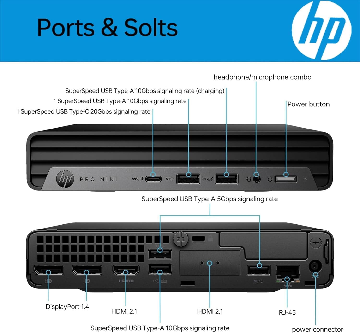 HP Pro 400 G9 Mini PC Desktop Computer, Intel CPU, 64GB DDR5 RAM, 2TB PCIe SSD, Triple 4K Display Support, USB-C, Ultra-Quiet Design, Bluetooth 5.2, WiFi 6, Keyboard and Mouse, Windows 11 Pro