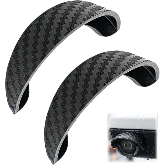 Backup Camera Rain Hood Cover, Curved Black PVC Canopy, Adhesive-Backed Rear View Lens Hood, Weather Guard for Car Reversing Camera, Outdoor Parking